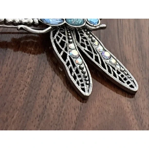 Vintage Brooch Pin Dragonfly Bijouterie Glass Metal - Picture 3 of 10